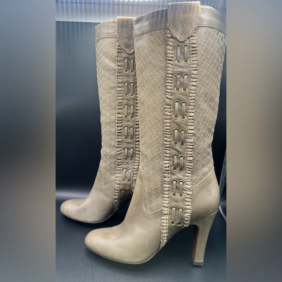 Frye Shoes - Frye - Ava Embroidered Women's Green‎ Knee-High healed Boots-Size:10M